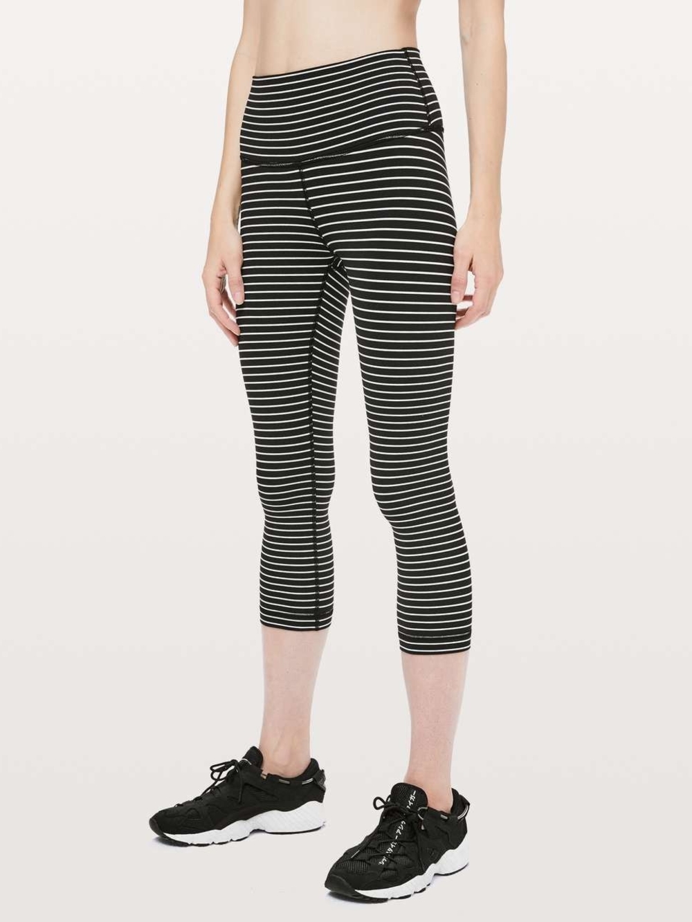 lululemon athletica Black & White Striped Cropped Leggings